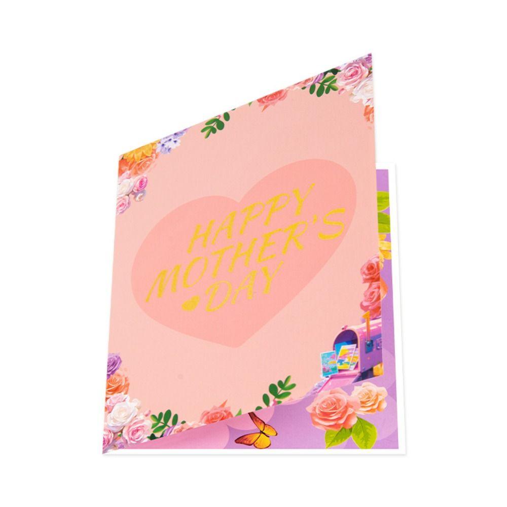 Beautiful Mother's Day Cards Writable Card 3D Pop-Up Design Holiday Greeting Card Thank-You Blessing Flowers Design