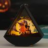 Decorative Lights for Home Halloween Triangle LED Lantern, Tumbler Shape Night Light with Witch Ghost Unique Decorations Pumpkin, Battery Operated