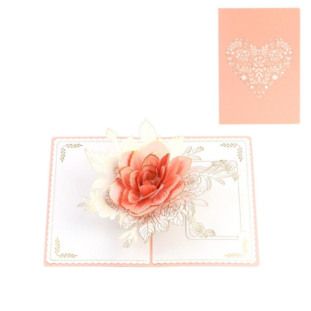 

Romantic Pop Up 3D Rose Flower Card Elegant Valentines Day Card Holiday Ceremonies Greeting Card