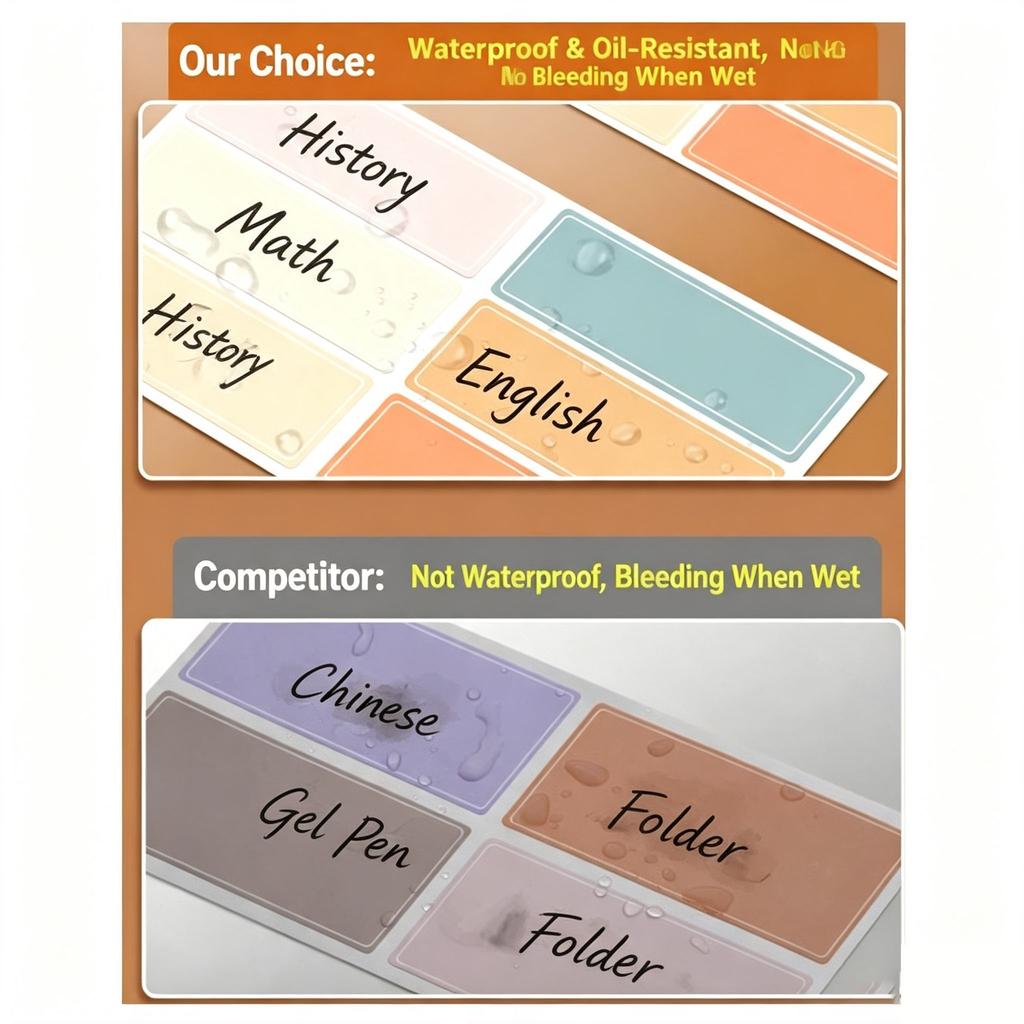 Waterproof Self-Adhesive Name Labels Stickers School Office Home Organization, Writable DIY Classification Tags Jars Notebooks Decor