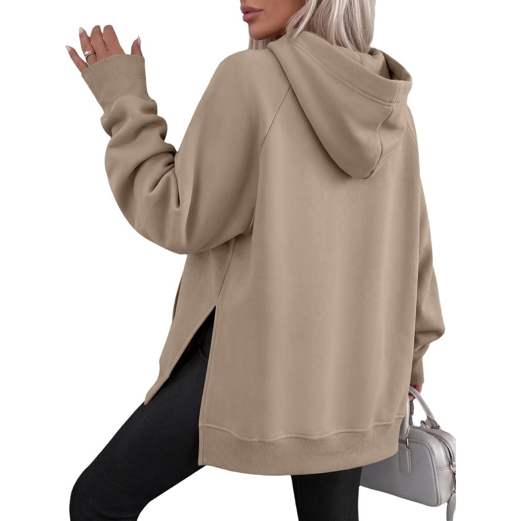 Women's Casual Hooded Top with Side Slits for Everyday Fashion Wear