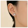 Women Fashion Hollow Four Leaf Clover Zircon Inlaid Copper Stud Earrings