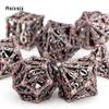 7 st Silver Röd Hand Dödskalle Huvud Metall Tärningar Ihåliga Metall Polyedriska Tärningsset Lämpligt för Rollspel RPG Brädspel Kortspel