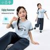 Xiaoyinman Girls' 10A Antibacterial Short-Sleeve Top & Pants Set