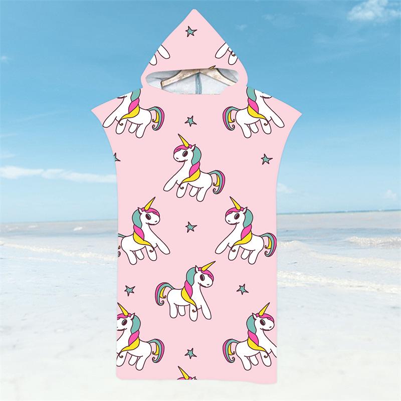 Microfiber Quick-Dry Hooded Beach Poncho Bathrobe for Adults