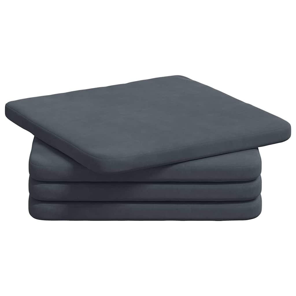 Seat Cushion Set 4 Pcs Dark Grey 40 X 40 X 3 Cm Velvet