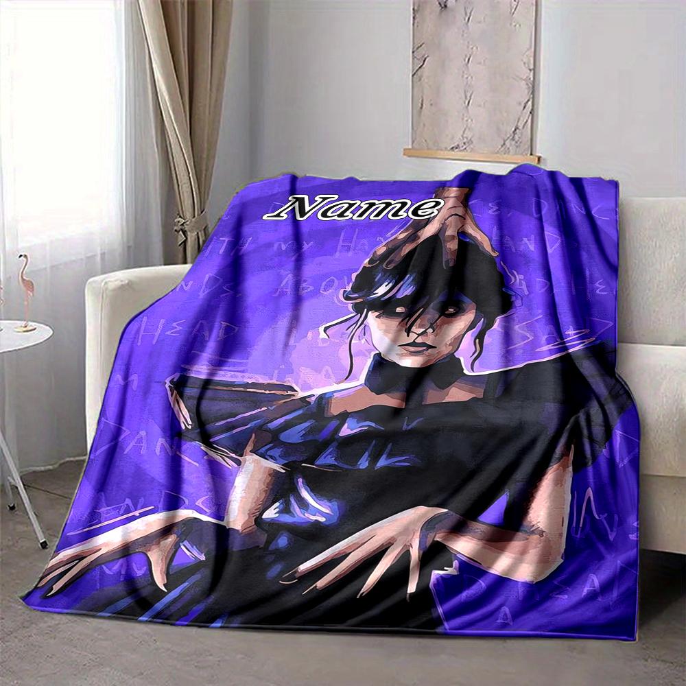 Custom 1pc Wednesday's Dark Adventure Blanket, Soft And Comfortable Blanket, Casual Warm, Camping Travel Blanket, Birthday Gift Q912196