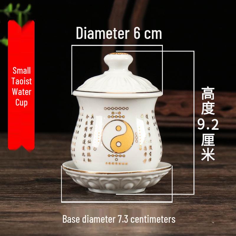 Coppa per Acqua per Altare Buddista in Ceramica di Loto con Mantra della Grande Compassione - Tazza per Offerte a Guanyin