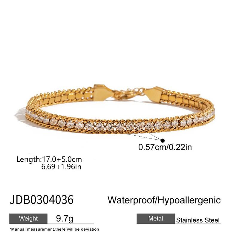 Stainless Steel Geometric Star Zircon Crystal Bracelet Women Titanium Jewelry INS Style Minimalist Luxury Accessory JDB0304036