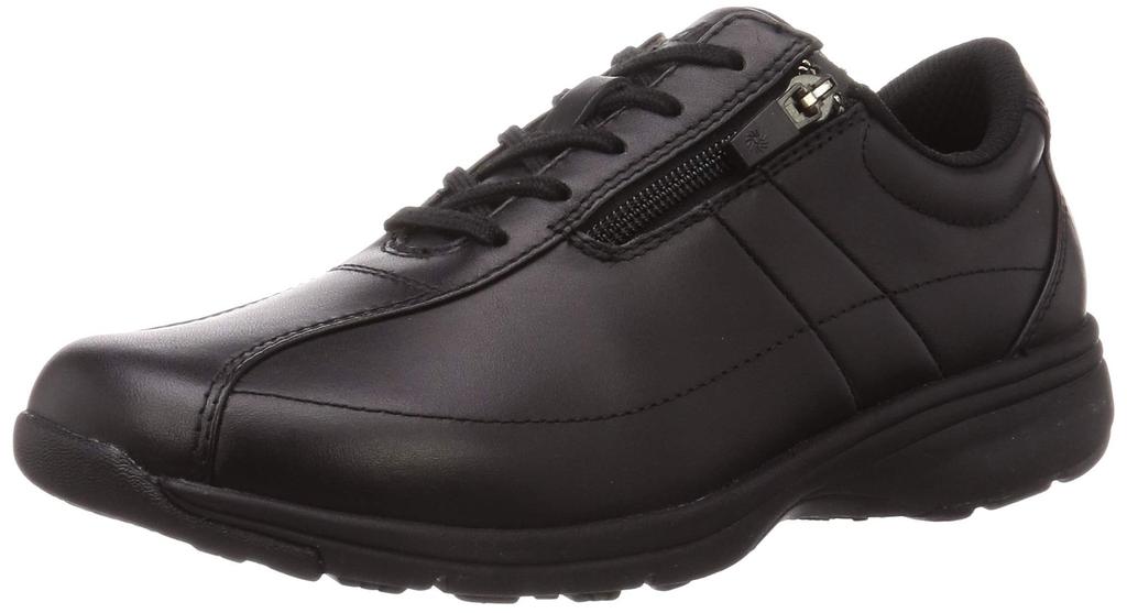 ASAHI Medical Walk LF Women's Leather Walking Shoes with Zipper, Black, Size 23 Cm, 4E