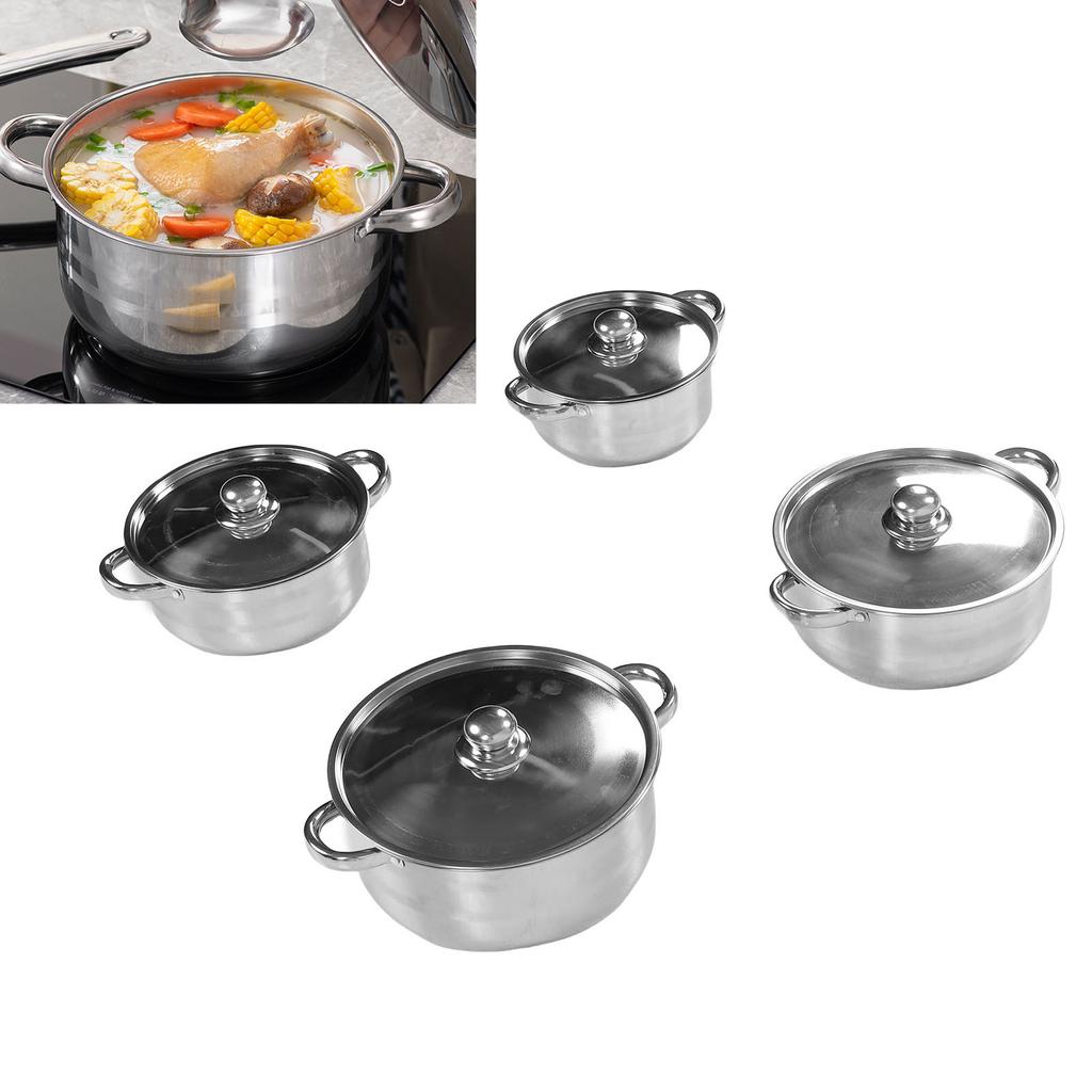 4 szt. Stalowy garnek do zup 20cm 22cm 24cm 26cm Równomierne ogrzewanie Pogrubiony garnek z pokrywką do gotowania w kuchni