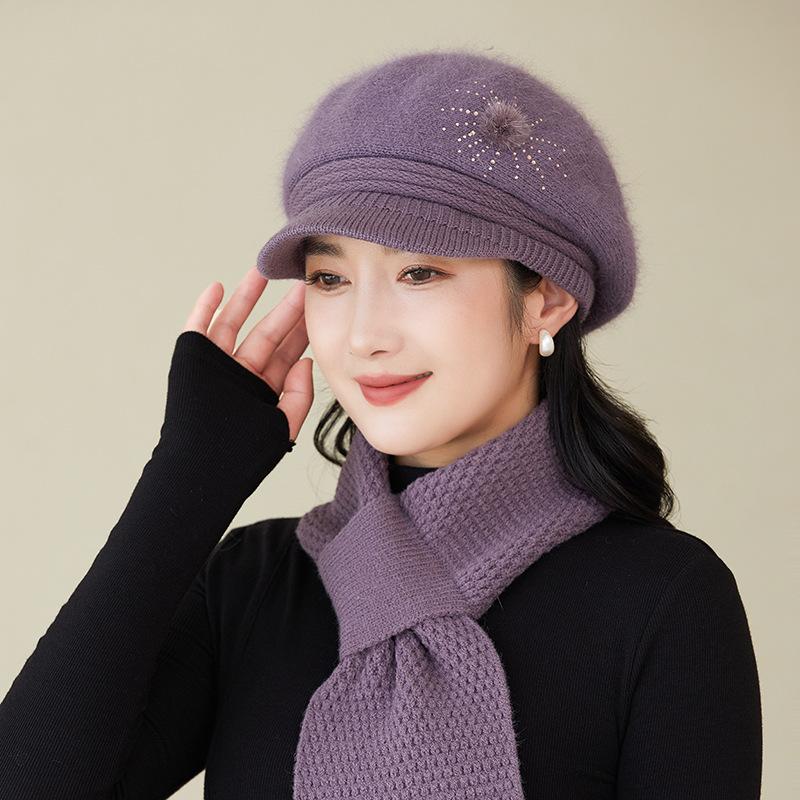 Hut Damen Winter Warm Plüsch Wollmütze Modischer Ausländischer Stil Kälteschutz Ohrenschutz Verdickte Strickmütze