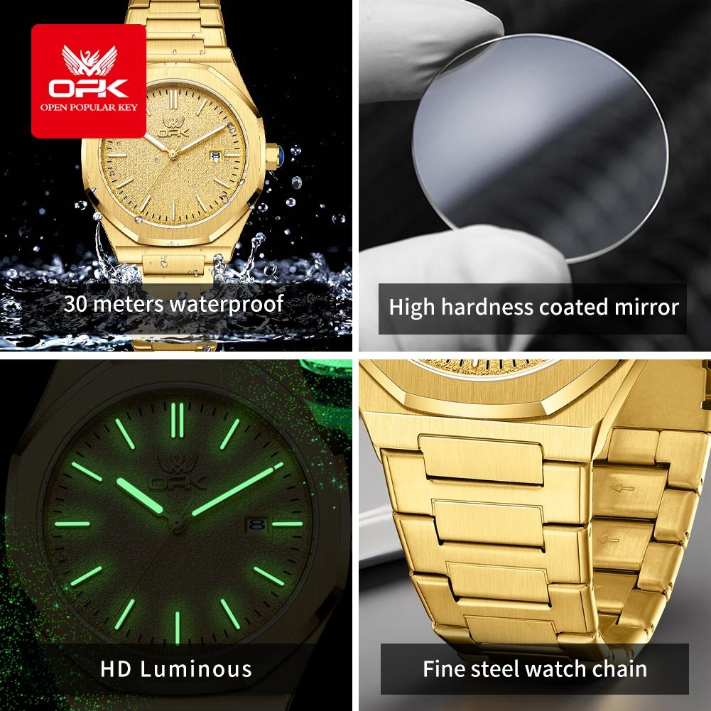 OPK Business Men Watch Sport Quartz Man Wristwatch Waterproof Luminous Date Week Stainless Steel Men's Watches