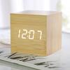 Wooden Square LED Smart Alarm Clocks for Bedrooms Digital Bedside Clock with Temperature Voice Control Desktop Clock