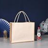 Hand-Painted Graffiti Canvas Tote Bag - Yellow Linen Logo Pattern