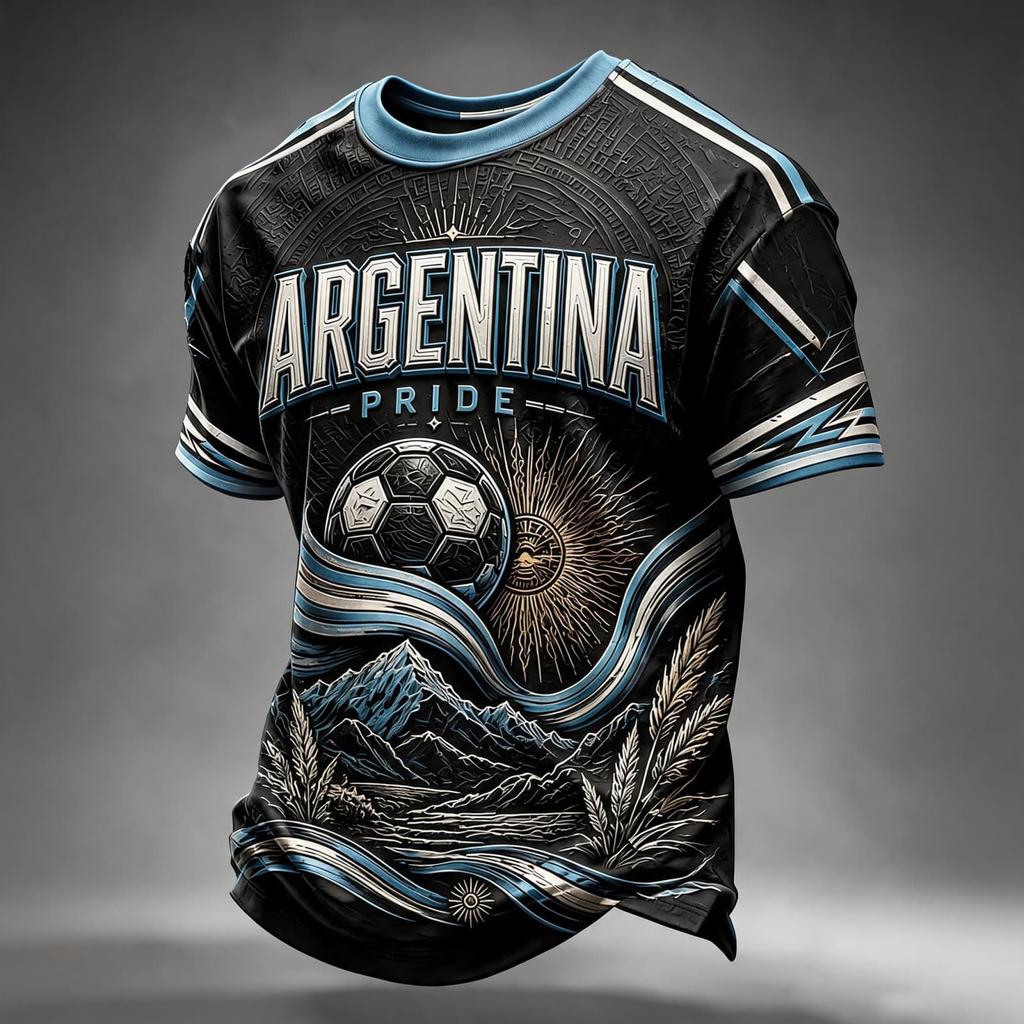 Men's Neck Short Sleeve Soccer Fan T-Shirt for Day