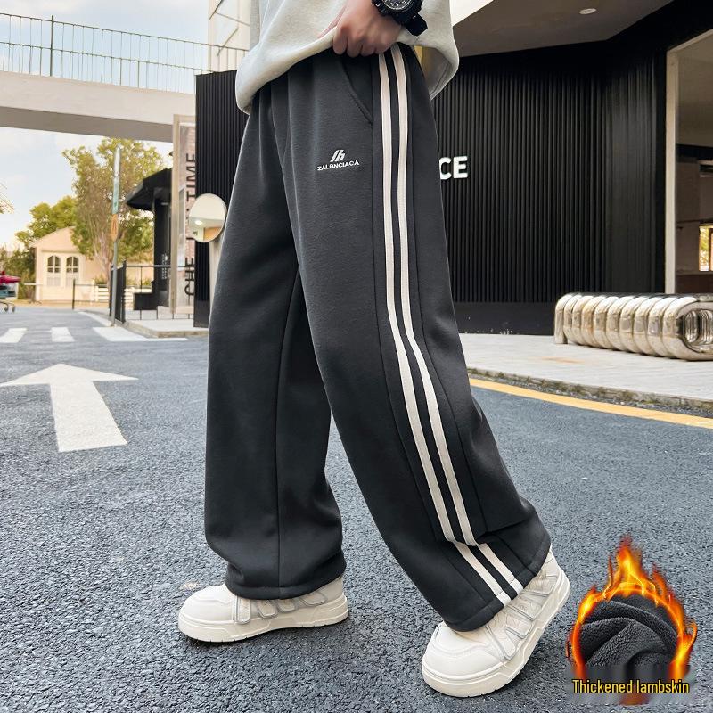 2025 Boys' Fleece-Lined Sweatpants: Thick, Handsome, Loose Fit for Autumn/Winter