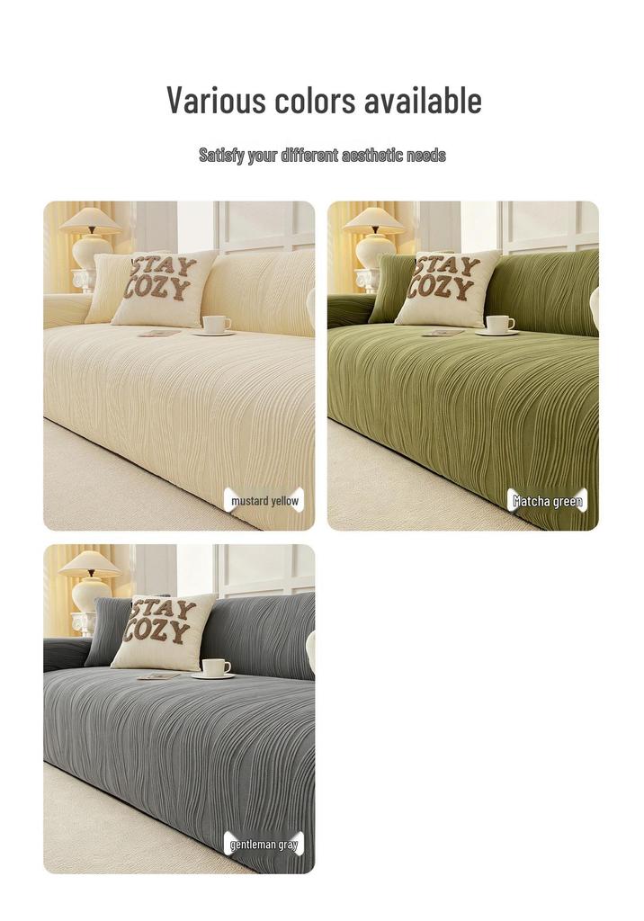 Asakawa Elastic All-Season Universal Sofa Cover - Cream Style