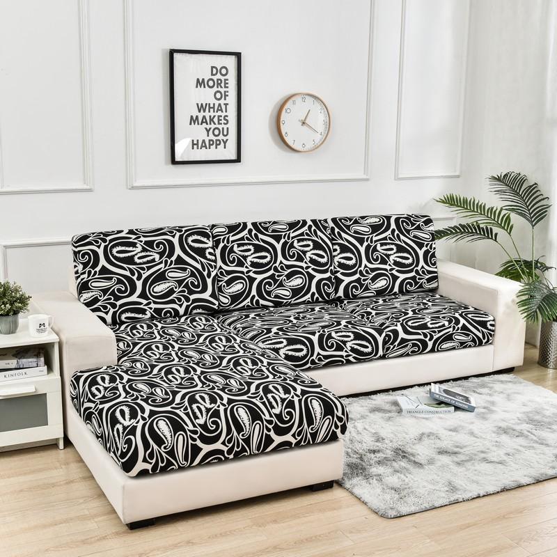 Elastic Sofa Seat Cover Four Seasons Sofa Cover Anti-Scratch Thick Floral Print Seat Cushion Flexibility With Elastic Bottom