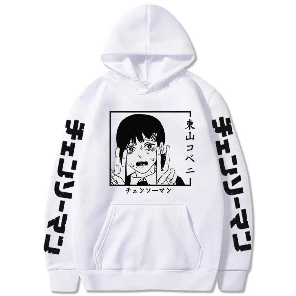 Harajuku Anime Chainsaw Man Hooded Higashiyama Kobeni Printed Men Women Hoodies Aesthetic Trendy Streetwear Classic Pullover Unisex Sweatshirt