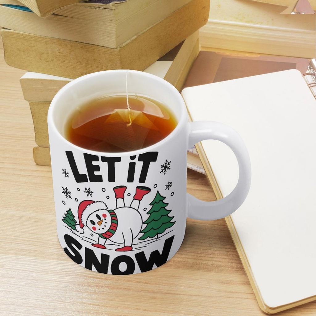 1pc 11oz Blank Ceramic Mug, Double-sided Printed Drink Cup, Solid Ceramic Body, Smooth Interior, Clean White Style for Modern Home Living