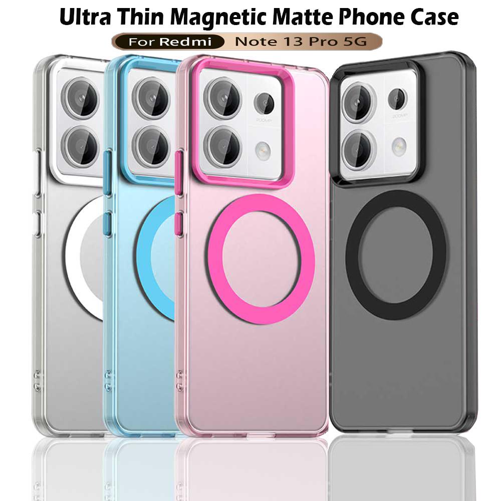 Magsafe Matte Phone Case For Xiaomi Redmi Note 13 13 Pro 13 Pro+ 5G/4G 13R Pro Magnetic Wireless Charging Shockproof Back Cover