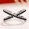 Huitan Fashion Cross Finger Rings for Women 3 Metal Colors Paved Dazzling Cubic Zirconia Simple Stylish Female Rings Hot Zircon