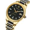 Diella Men's Mechanical Watch with Jadeite Cut, Unique Texture, Date Display, Luminous Hands and Markers, and 5 ATM Water Resistance (AD6097-QY-G)