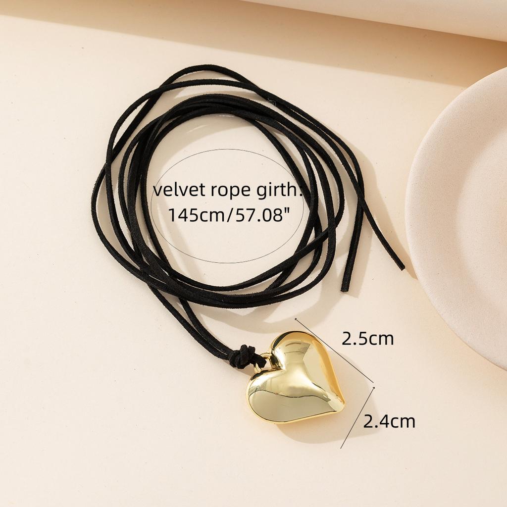 Diy Jewelry Goth Black Velvet 25mm Heart Pendant Choker Necklace for Women Weave Knotted Bowknot Adjustable Chain Jewelry