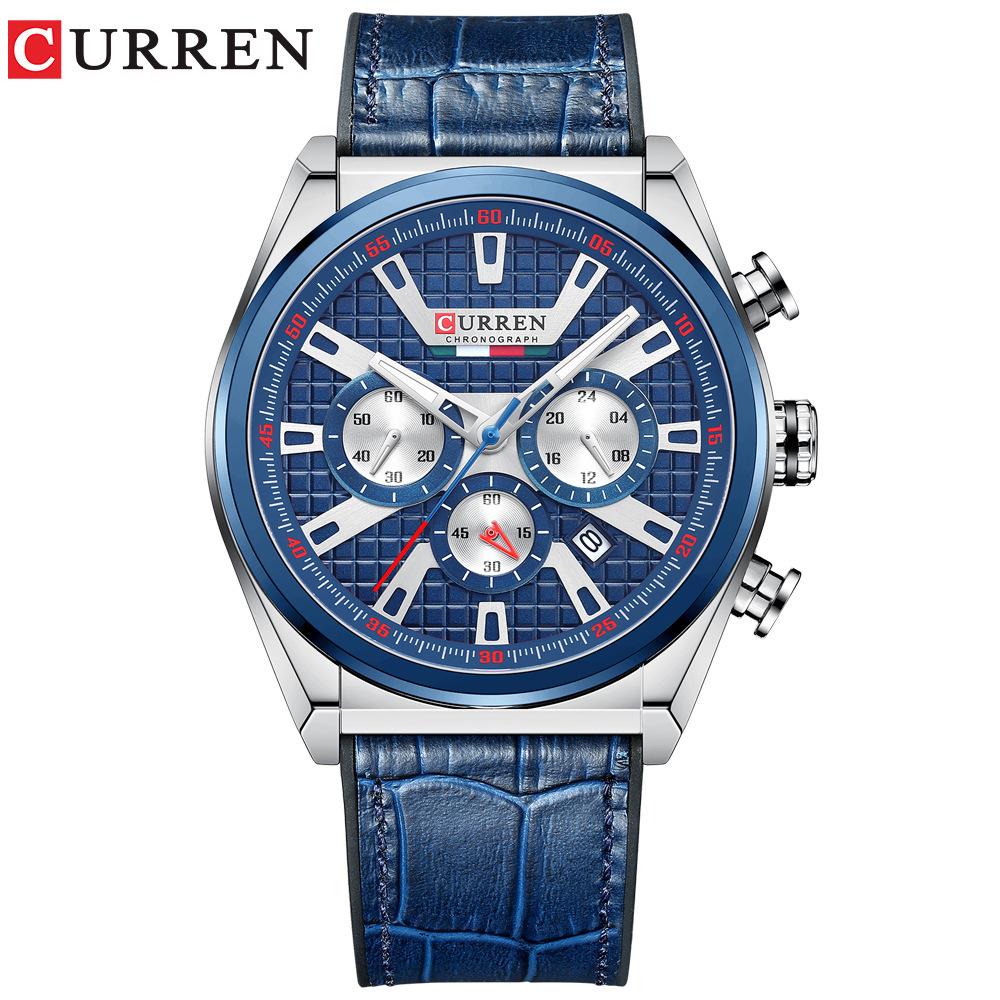 CURREN 8392 Men s Waterproof Six-Hand Fashion Sports Watch with Large Dial and Calendar.