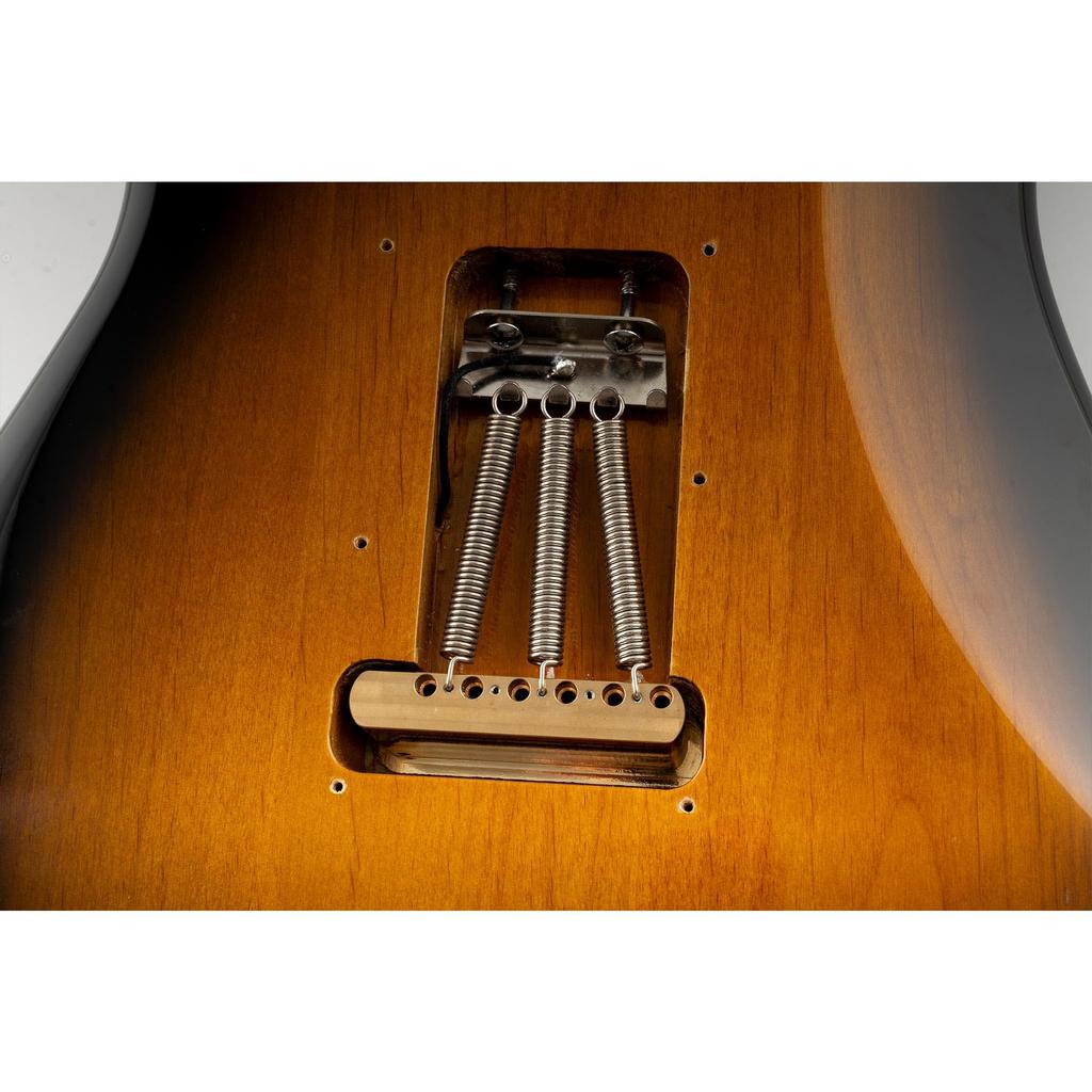 Musiclily Ultra 10.5mm Pitch 6-Point Support ST Tremolo Bridge Vintage Steel Saddle 42mm Brass Block for Strat Electric Guitar Black