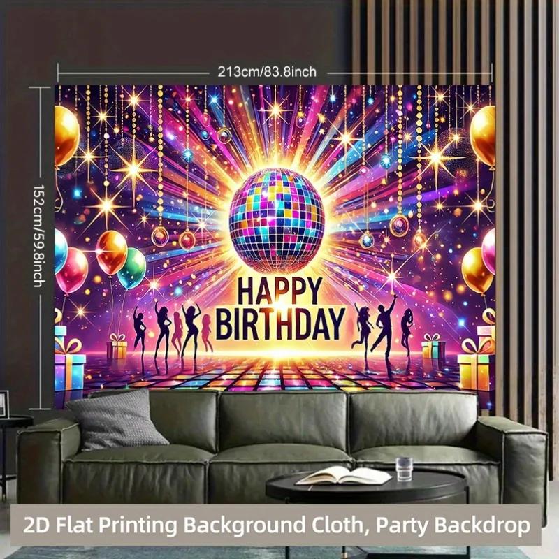 1 piece of 2D background fabric, birthday celebration polyester background fabric for the fun party