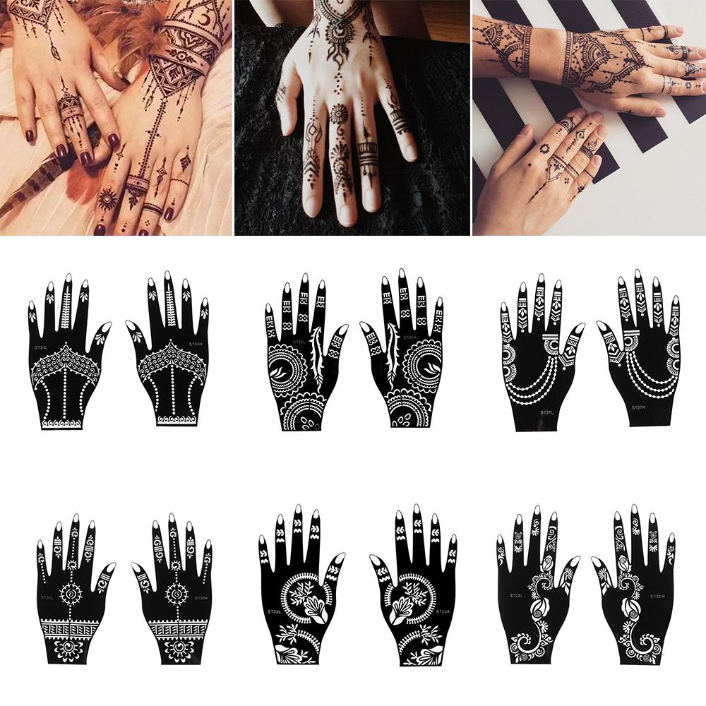 Nuovo Stencil Tatuaggio Henna Moda Tatuaggi Temporanei Mano Kit Pittura Body Art DIY Adesivo Modello Matrimonio Indiano Strumenti Kit Pittura