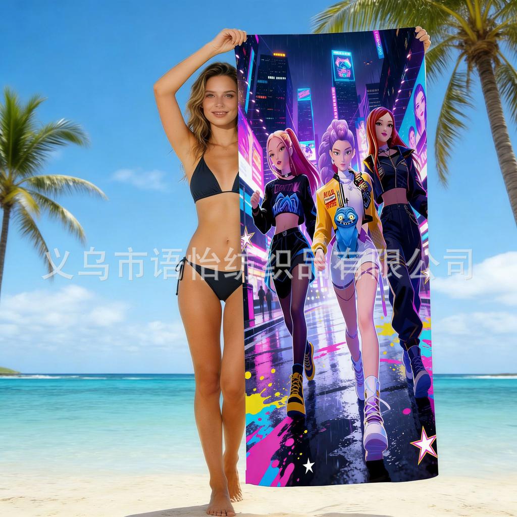 Europe And The United States Popular Witch Hunter Group Beach Towel Internet Celebrity Kpop Microfiber Beach Towel Floor Towel Bath Towel