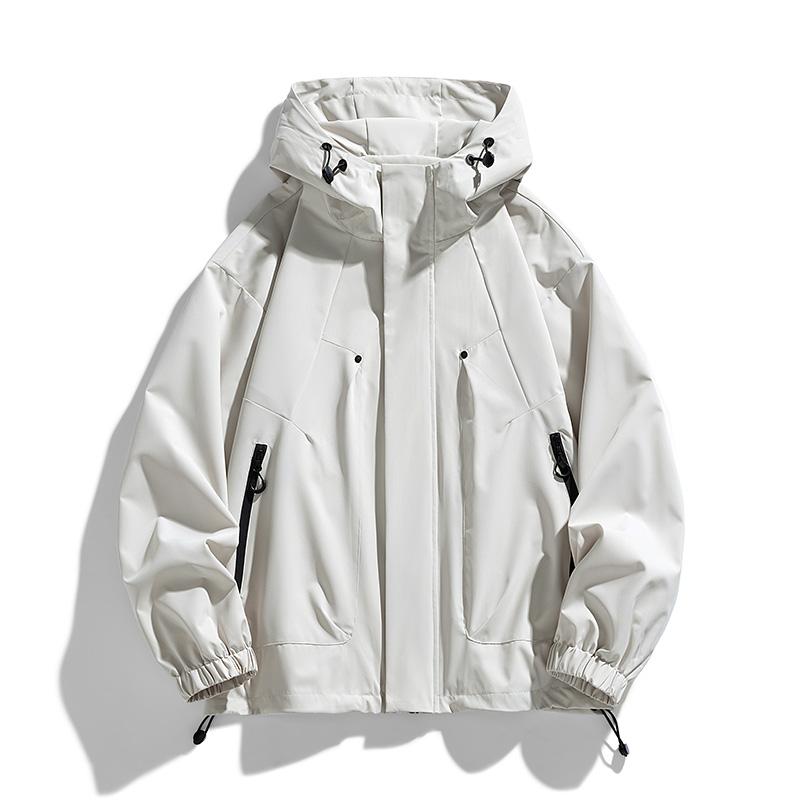 Giacca da uomo con cappuccio, giacca a vento, trench, oversize, taglie forti, impermeabile, nera, da campeggio, ampia, sottile, softshell