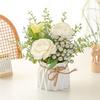 Small Artificial Potted Flower Arrangement – Fake Green Plant for Living Room Décor