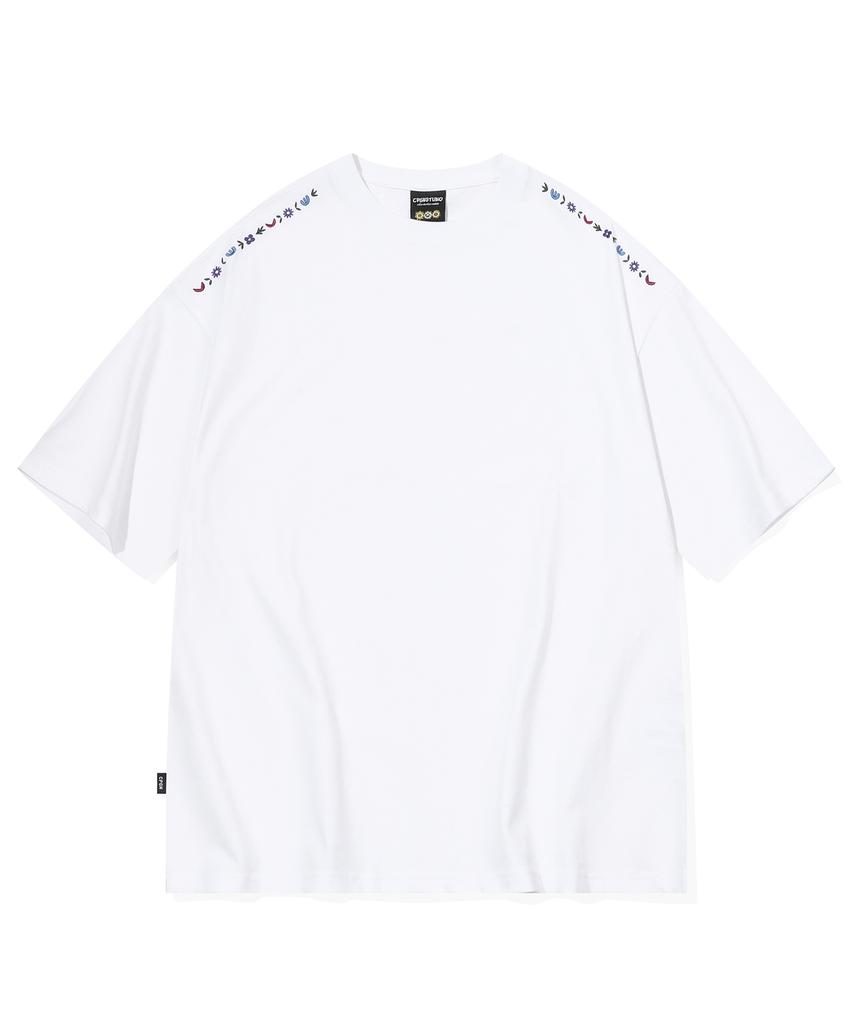 CPGN STUDIO Flower Stitch Embroidered Short Sleeve White