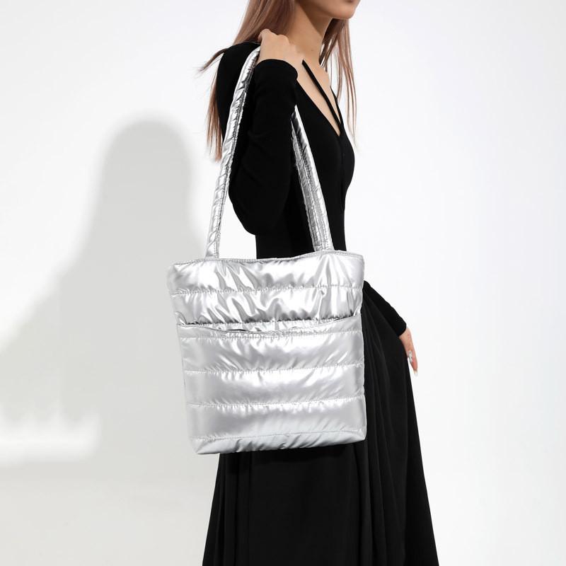 Trendy Street Style Cotton Tote Bag For Women Large Capacity Zippered Handbag