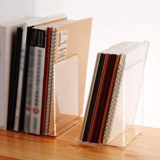 Suport de cărți din acrilic transparent, 4 buc. Suport de cărți în formă de L, suprafață netedă, pentru școală acasă