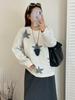 Suéter Color Block Bordado com Estrelas para Mulheres Plus Size - Inverno 2025, Tricô Solto para Meninas Cheinhas