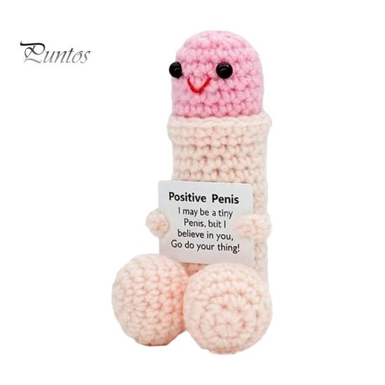 Unique Crochet Figurine Handmade Ornament, Funny Positive Desk Buddy, Cute Fun Knitted Gift Figurine, Emotional Support Keepsake for Friends Coworkers