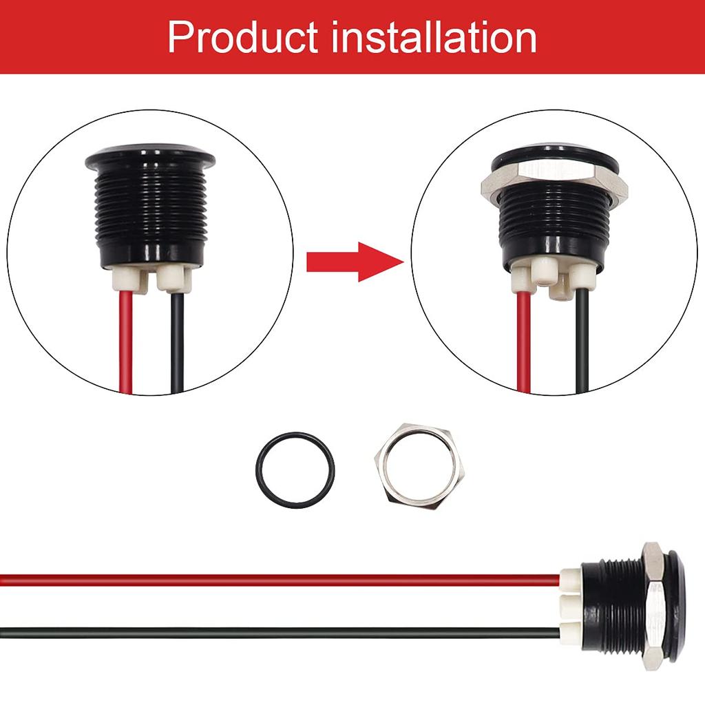 weideer 1/2"(12mm) LED Indicator Light Waterproof Metal Signal Indicator Pilot Dash Light (Blue