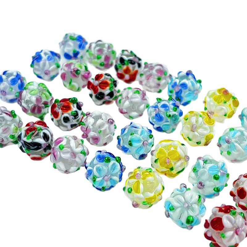 Handmade Two-Color Fired Hydrangea Glass Beads for DIY Jewelry