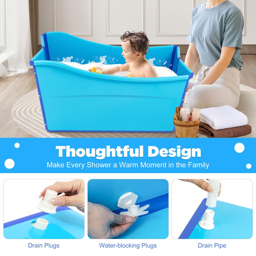 Portable Folding Bathtub Installation-Free Large Size Blue Foldable Bathtub Environment Friendly