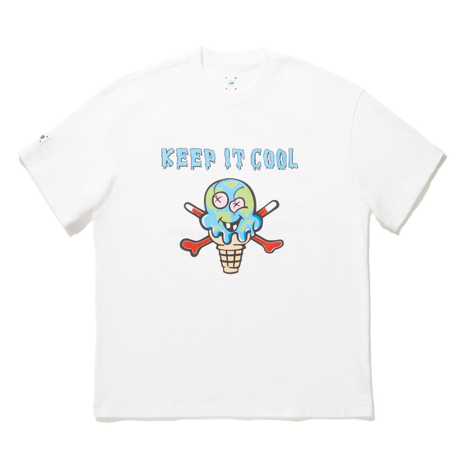 

Li Ning X Icecream Collaboration Skateboard Series Printed Letter Crew Neck Pullover Short Sleeve T-Shirt Men T-Shirts White AHSU887-3 XL