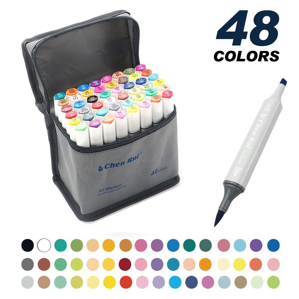 48/60Pcs Brush Tip Alcohol Markers Dual Tip Art Marker Set Portable Brush Markers Drawing