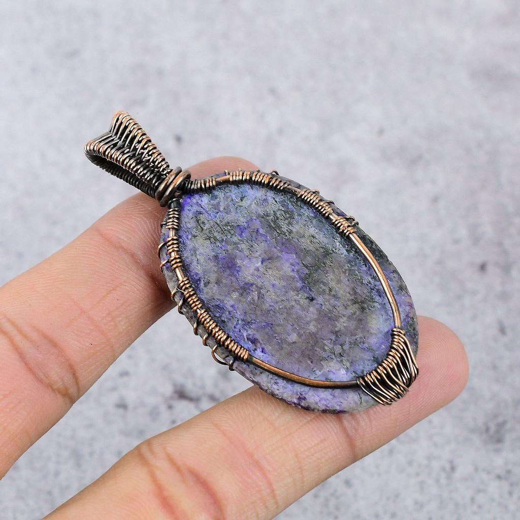 Charoite Jewelry, 999 Copper Wire Wrapped Pendant Handmade Gemstone Jewelry, Gifts For Wife Brand New Pendant