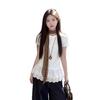 Design Sense White Lace Splicing Front Shoulder Short Sleeve T-Shirt Women's Summer New Slim Skinny Chic Lace Top