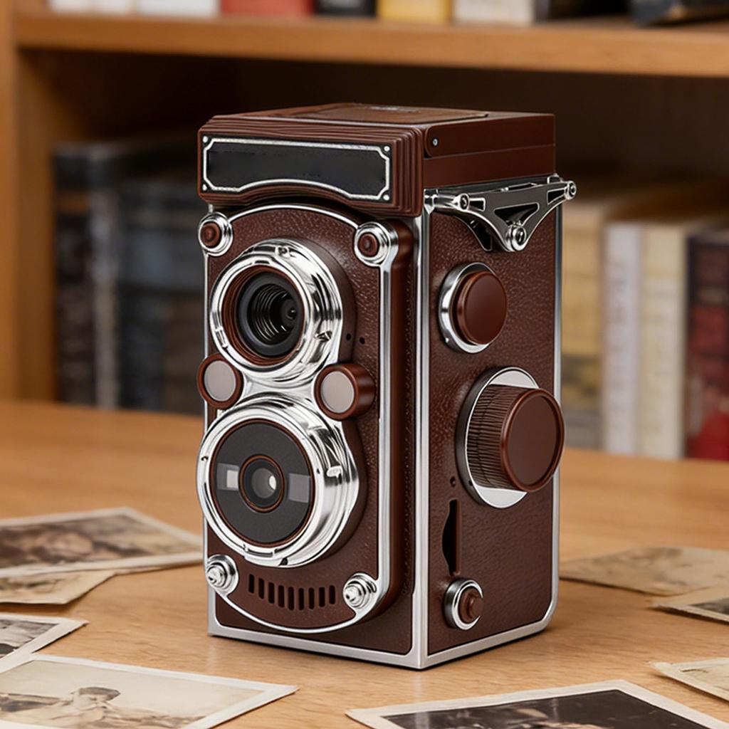 Vintage Digital Camera Portable TLR Retro 2.7K Video 24MP Autofocus Vlog Camera Manual Joystick for Beginners Teens Adults