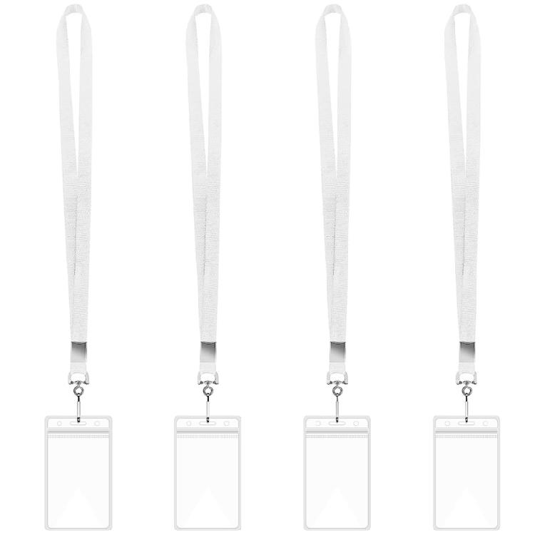 

4Pcs Neck Lanyard with Card Holder 2.63x4.4Inch Card Holder Water Resistant Name Card Badge Holder for Office Conference белый